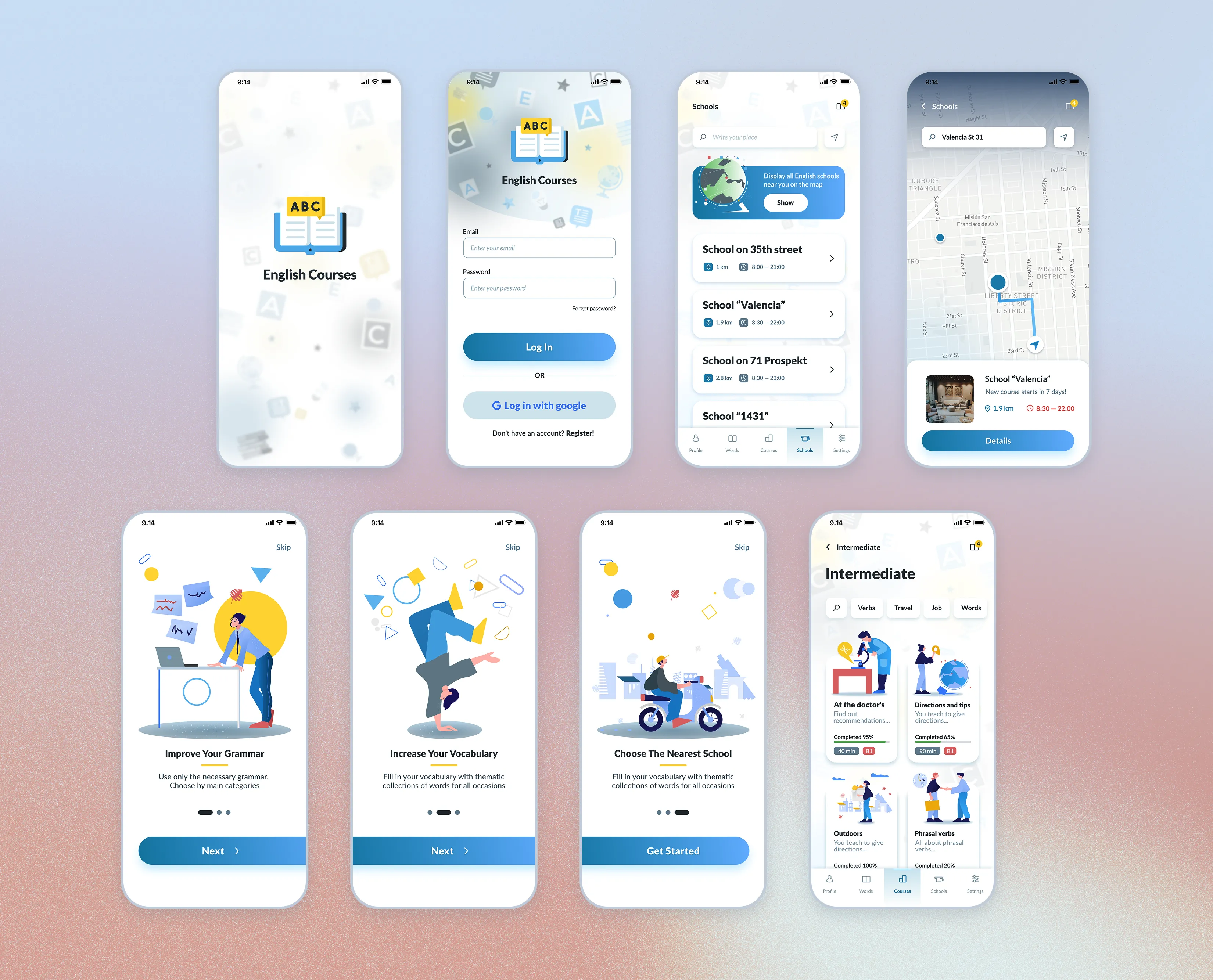 English courses high fidelity ui 1