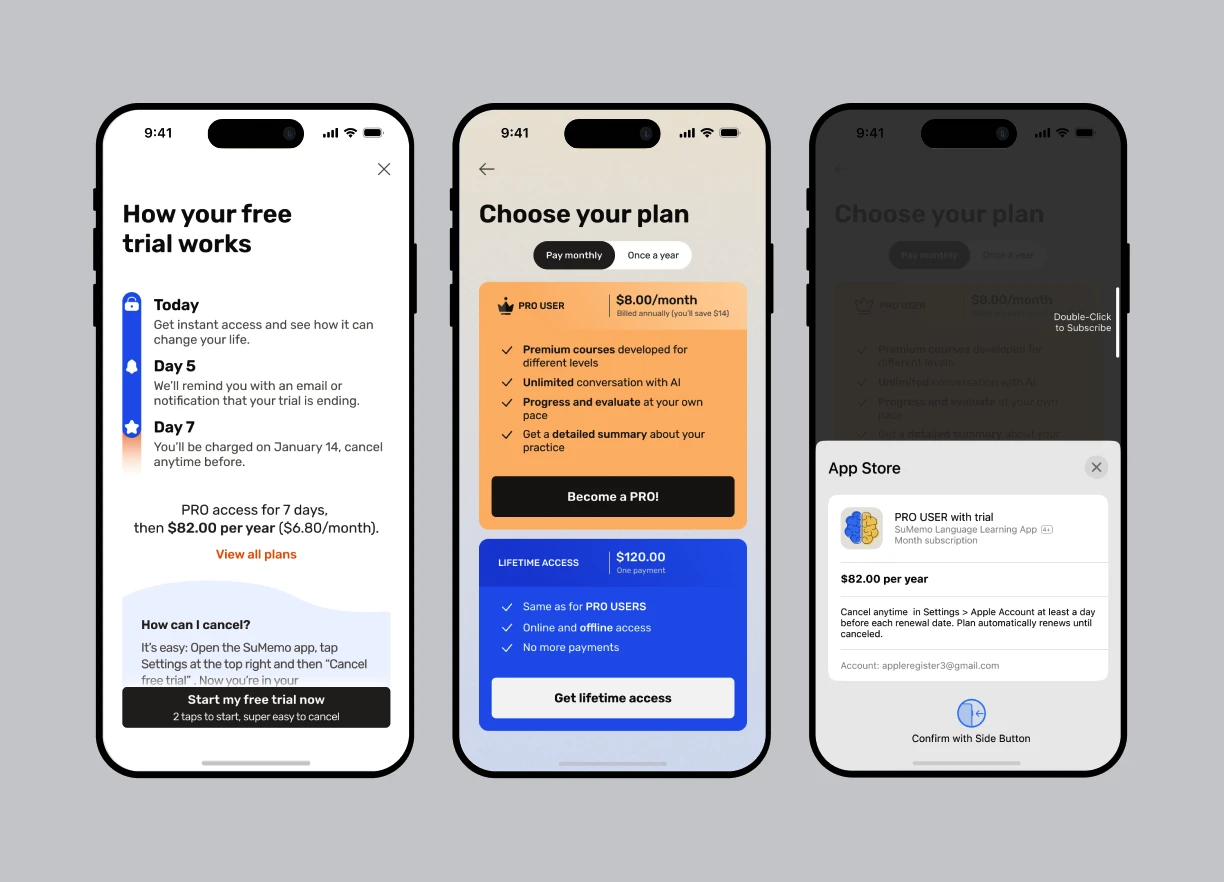 Sumemo language app ui mockup 5