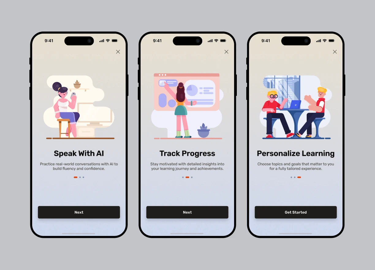 Sumemo language app ui mockup 6